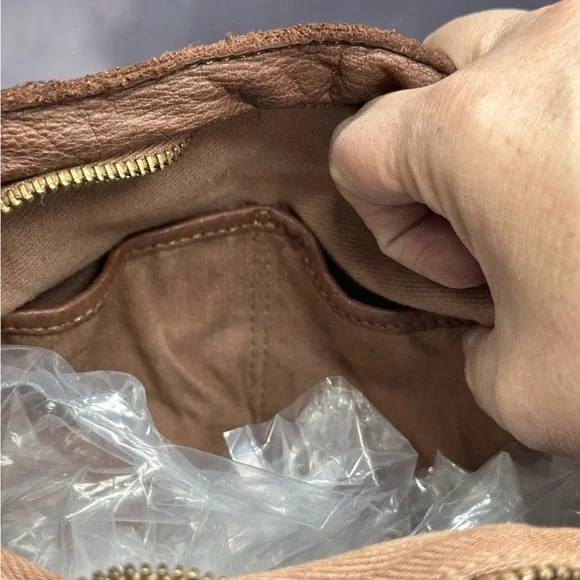 CIVICO 93 Italy Distressed Leather BOHO CROSSBODY Brown Woven Flap Messenger - Picture 12 of 16